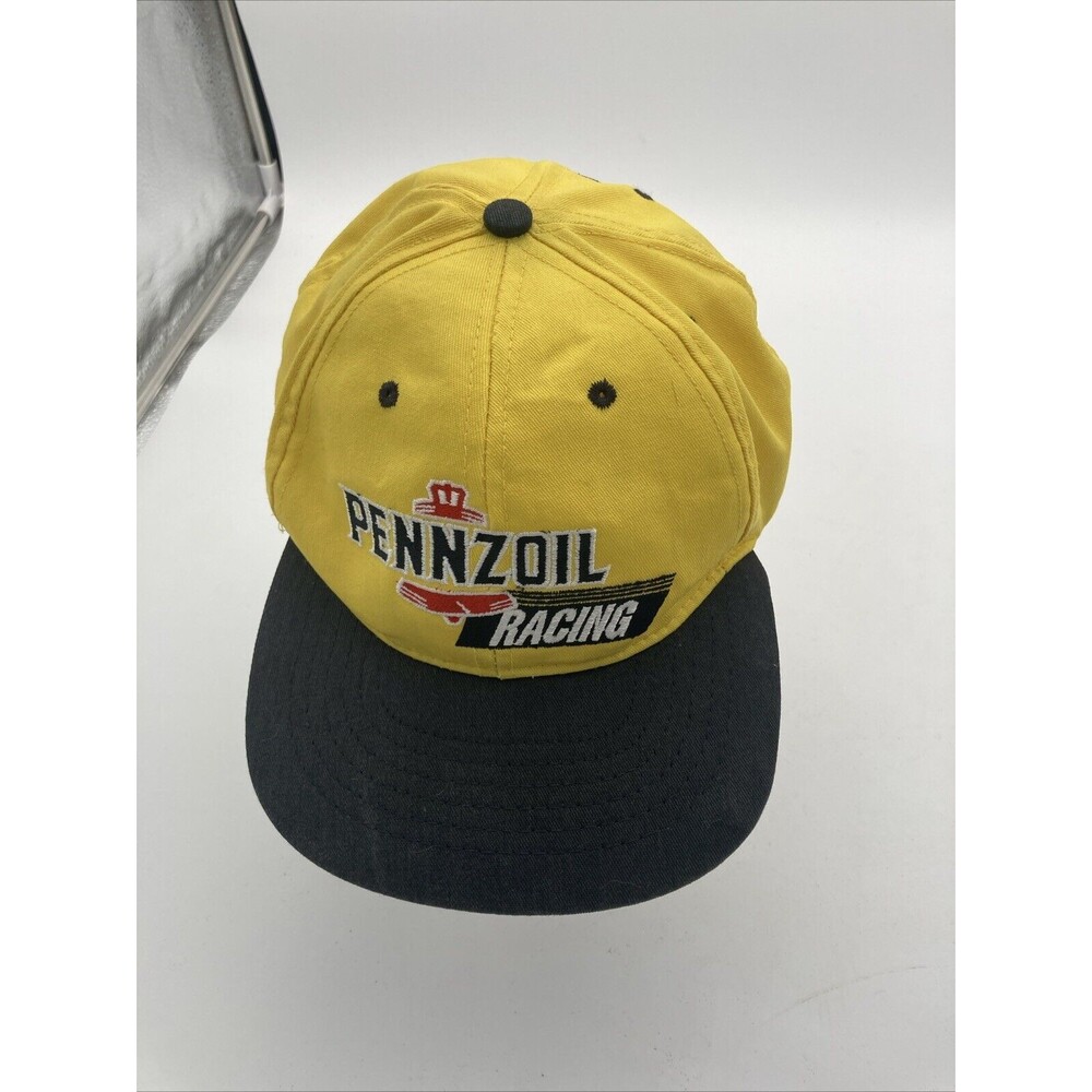 K Products Pennzoil Motor Oil Hat Cap Made in USA Yellow Black Strap Back Vintag